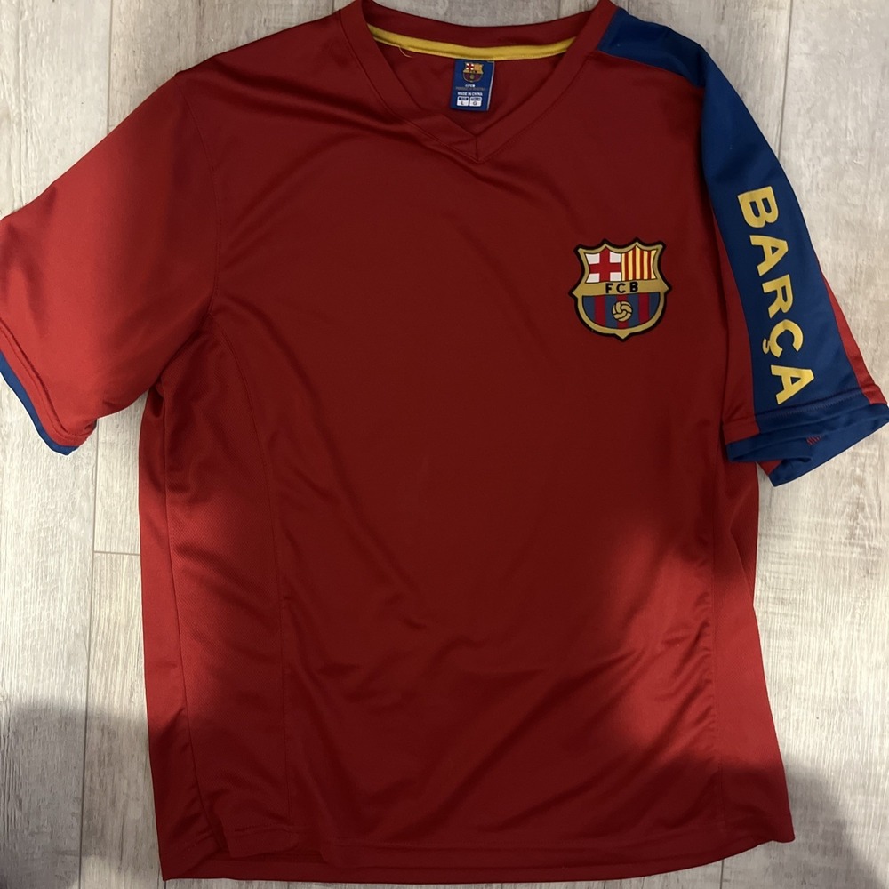 FCB Barcelona Jersey Shirt Large  Red‎ Striped No Sponsors Soccer Football